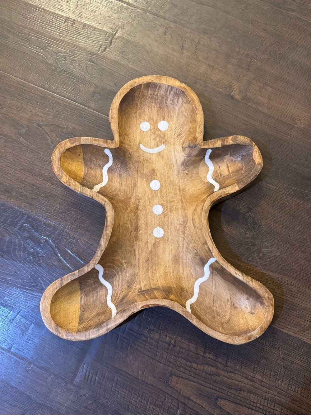 Wooden Gingerbread Tray - Natural Brown Christmas decor